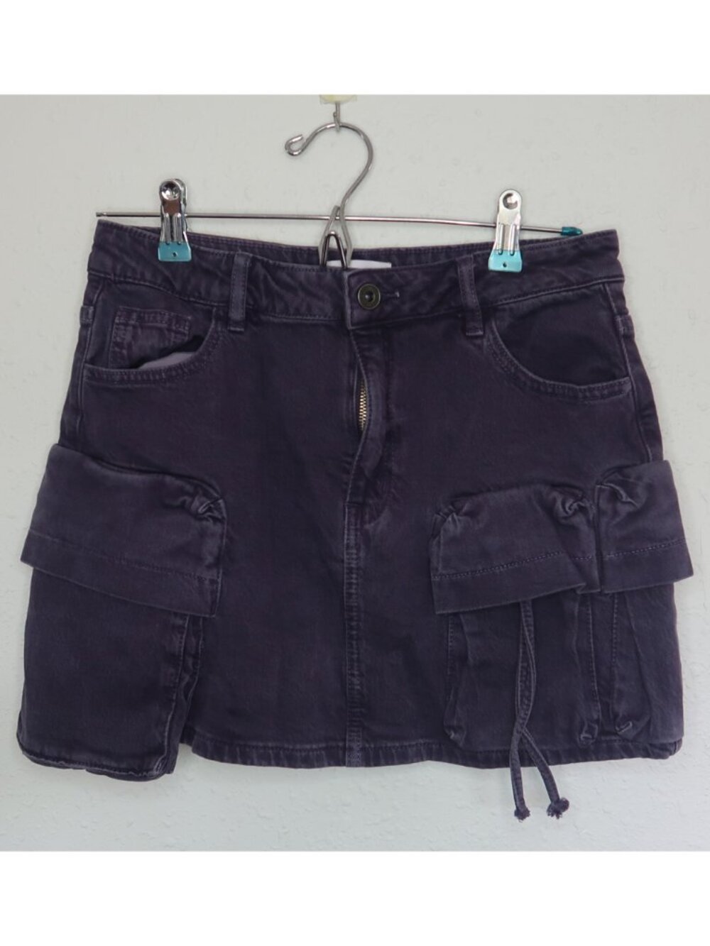 Urban Revivo Purple Denim Cargo Mini Skirt